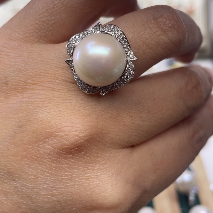 淡水珍珠戒指银S925镶嵌M****a