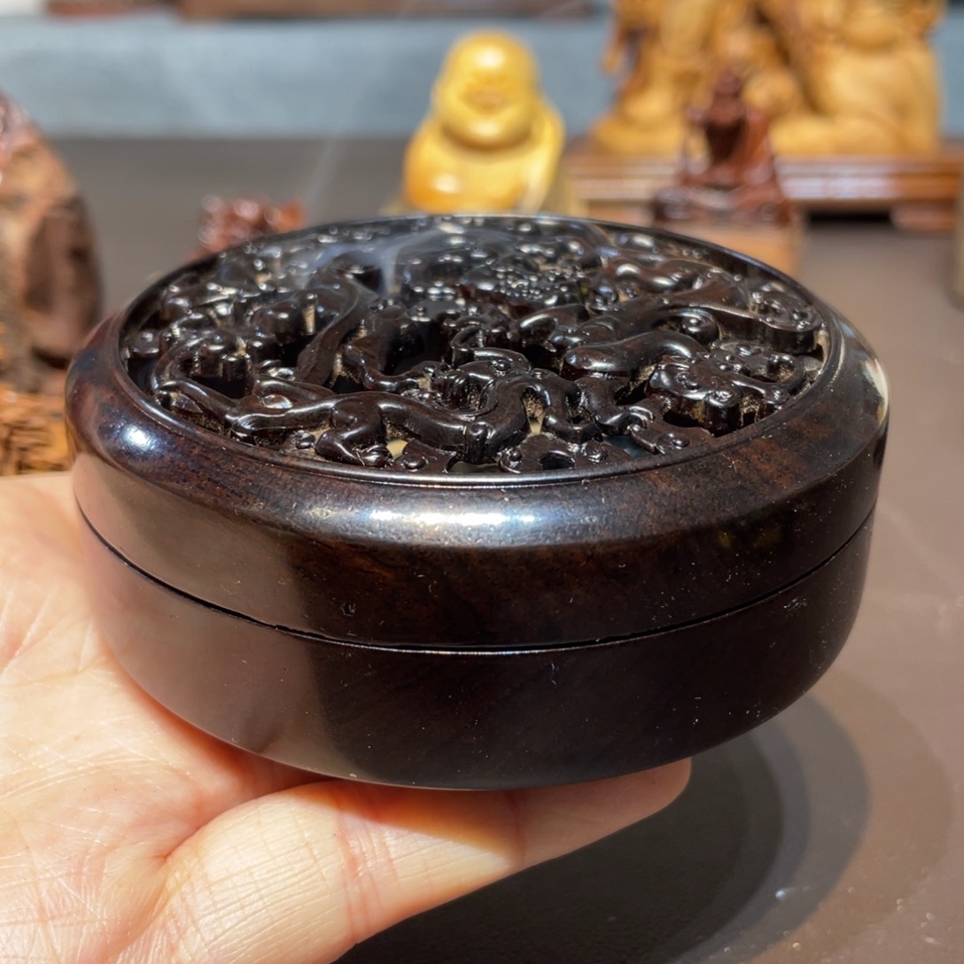 东非黑黄檀（紫光檀）摆件工艺品香盒