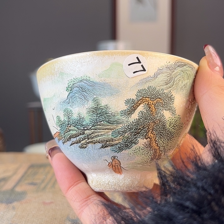 摆件景德柴烧茶杯多人