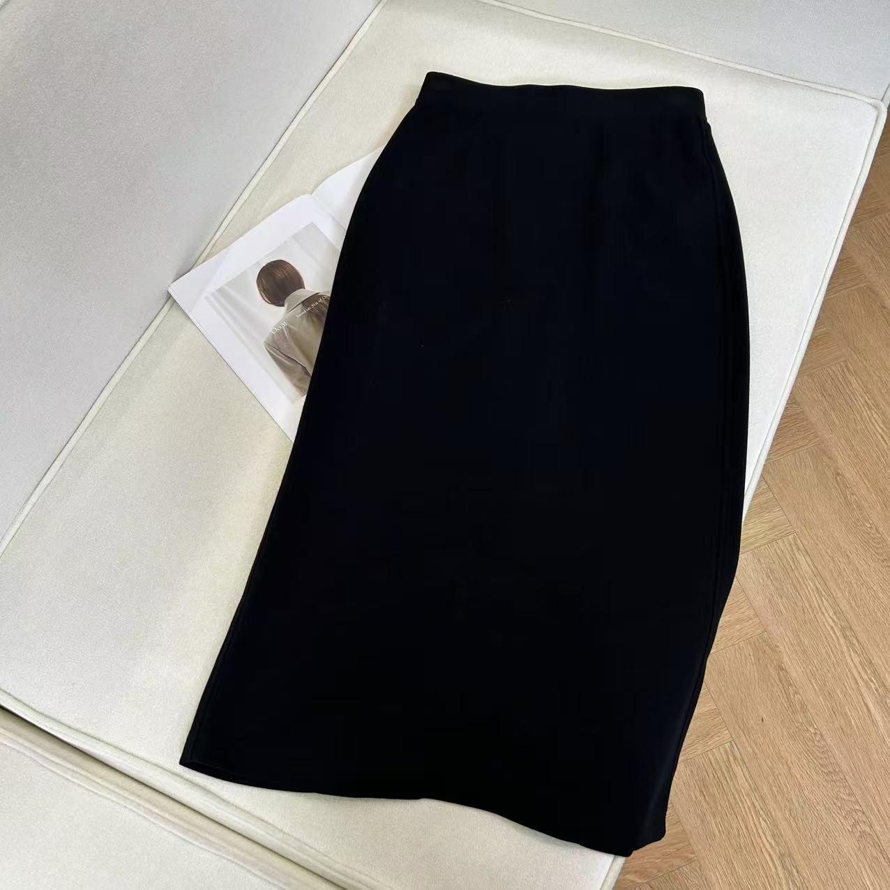 夏季新款休闲时尚百搭纯色松紧腰半身裙H6086