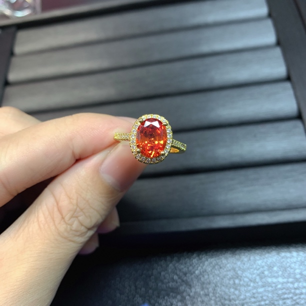 非金属莫桑石戒指 巴黎fashion雅致大方香槟色精品戒指056