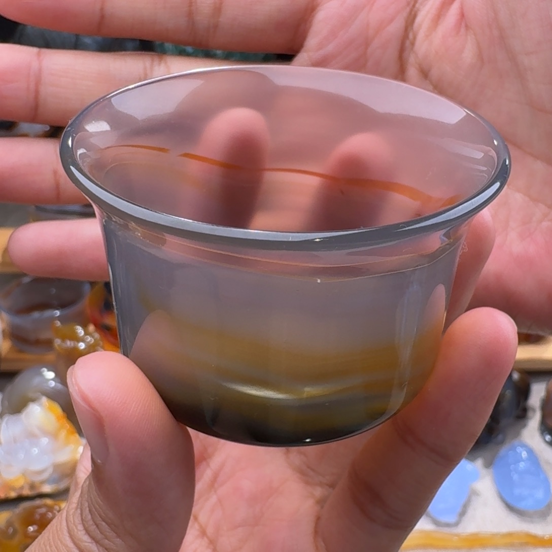 玛瑙/玉髓玛瑙茶杯50毫升未镶嵌