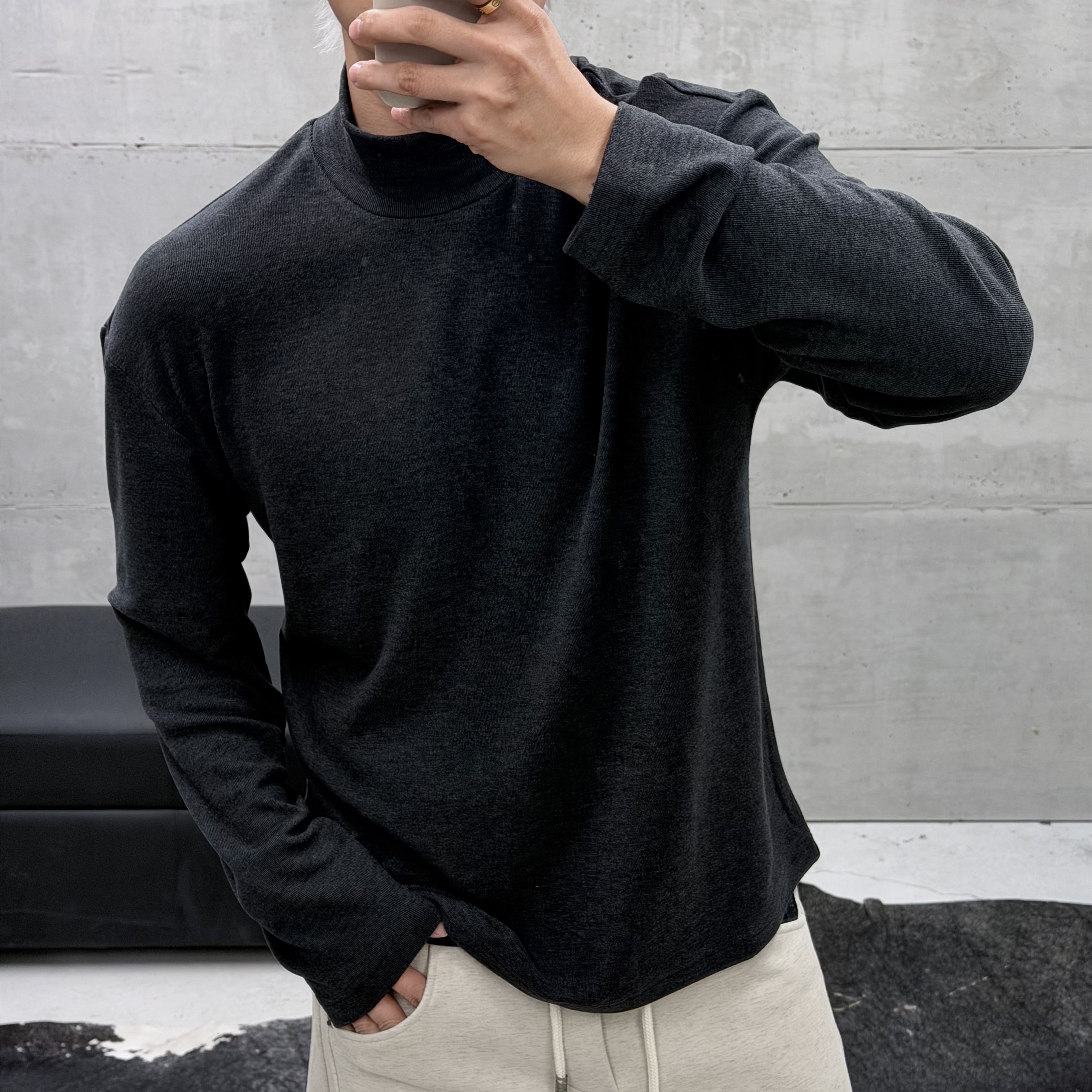 楠老板【秋季】轻奢老钱羊毛百搭微高领打底9849