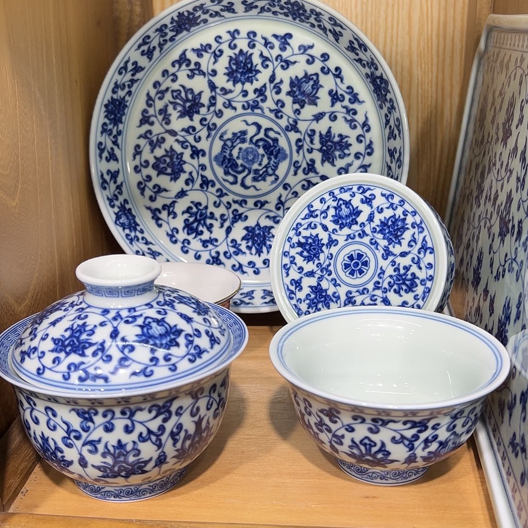 邵***学青花缠枝莲5件套简装