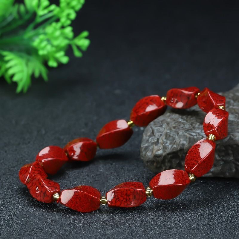 含辰砂工艺品「工厂补贴100」晶体砂扭转乾坤透光晶体手串