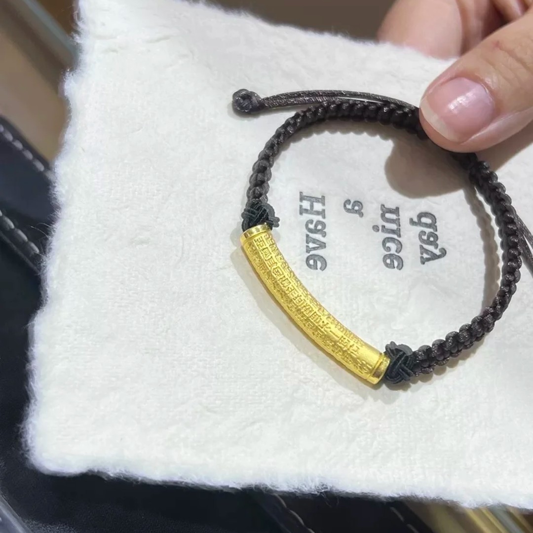 宸饰珠宝足金心经弯管男女通用转运珠手串