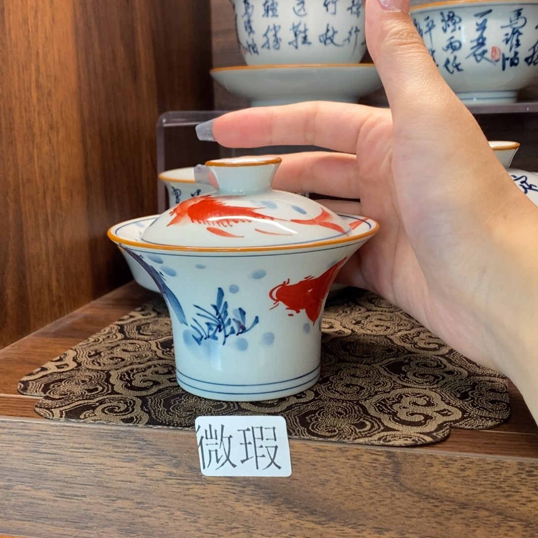 微瑕釉下彩纯手绘手工绘制