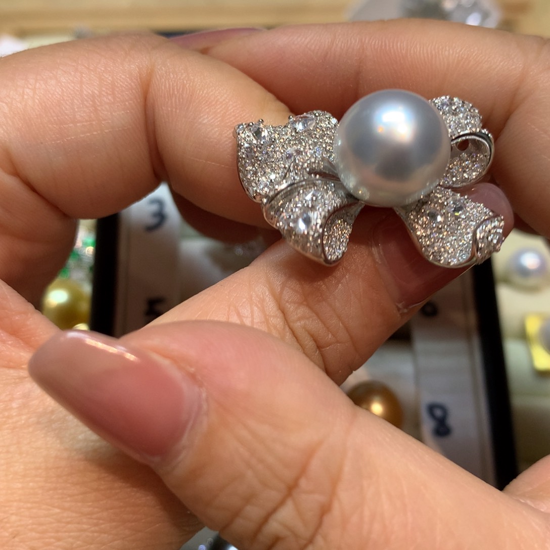 海水珍珠戒指银S925镶嵌