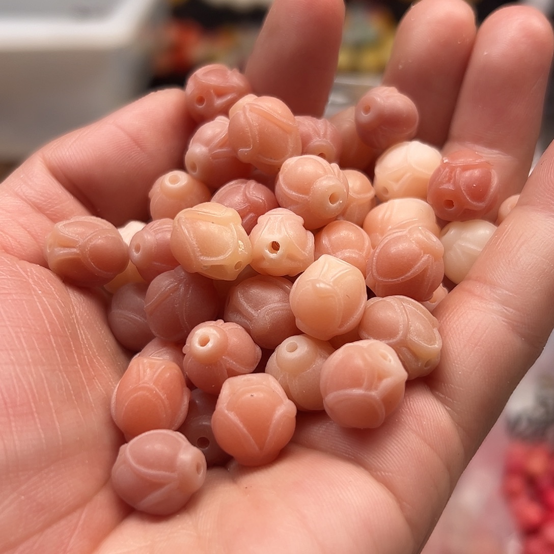 菩提根/象牙果手串100颗玉兰花粉色