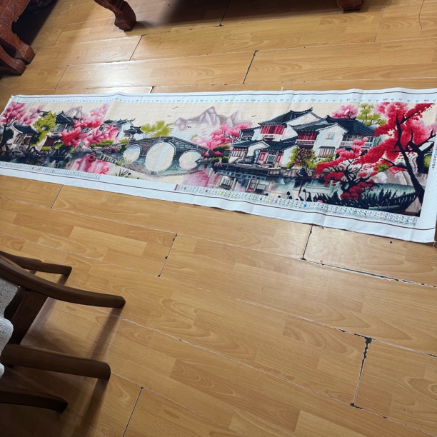 纯手工十字绣成品人工绣好的图江南古韵忆江南272乘60山水风景画