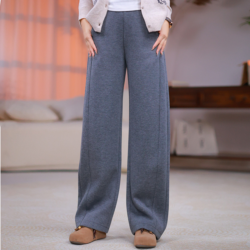 绵羊毛直筒裤显瘦垂感微弹高腰秋冬休闲裤直筒裤女加厚百搭裤