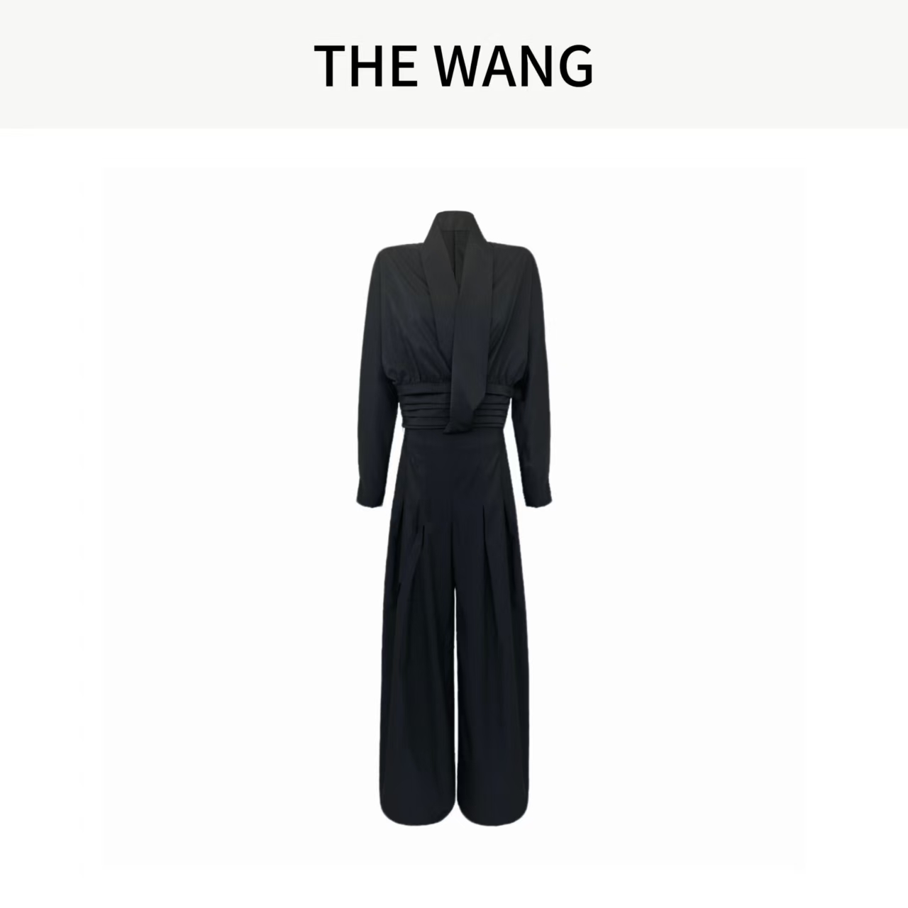 THE WANG 悠闲派 法式V领垂感休闲宽松套装