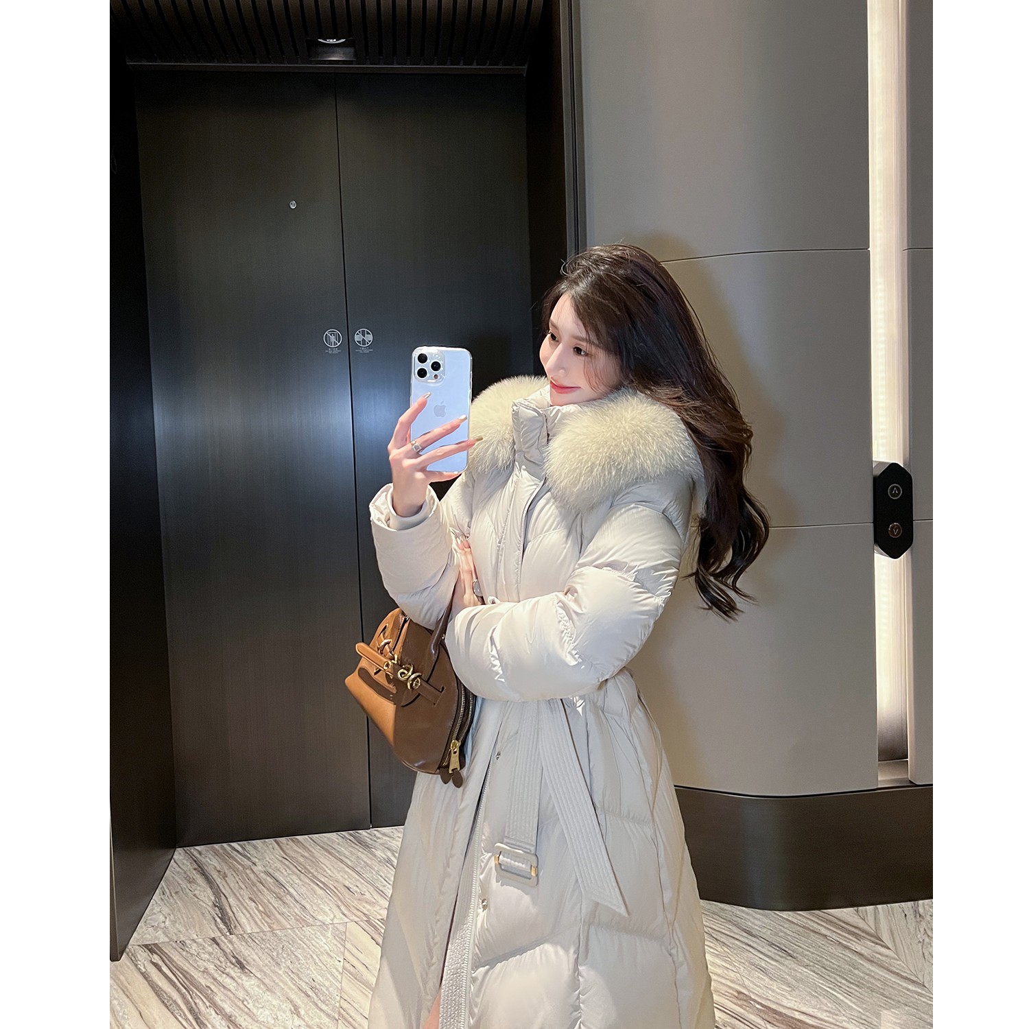 2025新款高端90白鸭绒羽绒服女长款收腰修身显瘦加厚保暖冬季外套