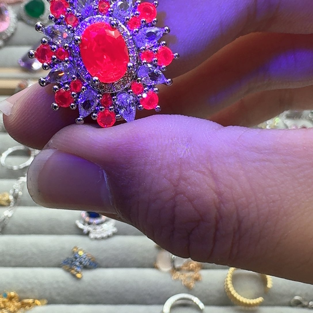 绿水晶戒指银S925镶嵌