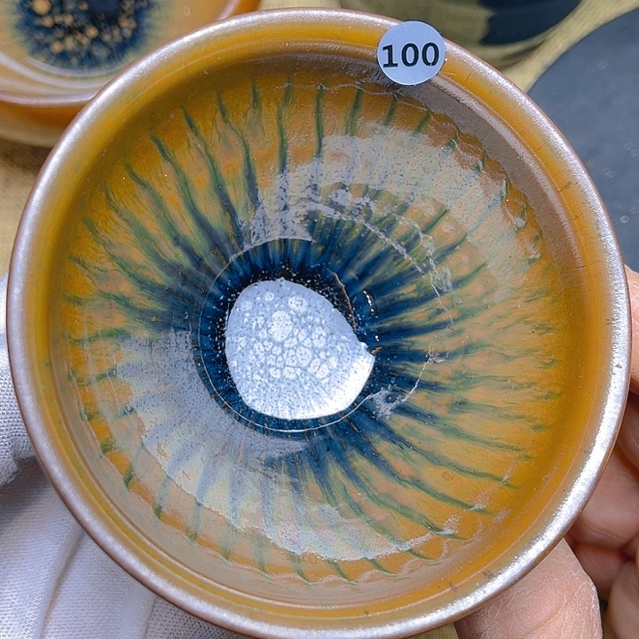 茶盏龙窑柴烧跳刀束口器型9口径