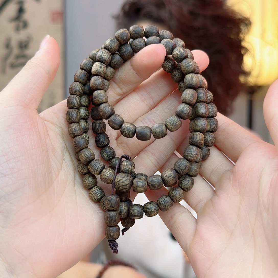 沉香手串蔷*言海南尖峰岭虫漏双圈0.6