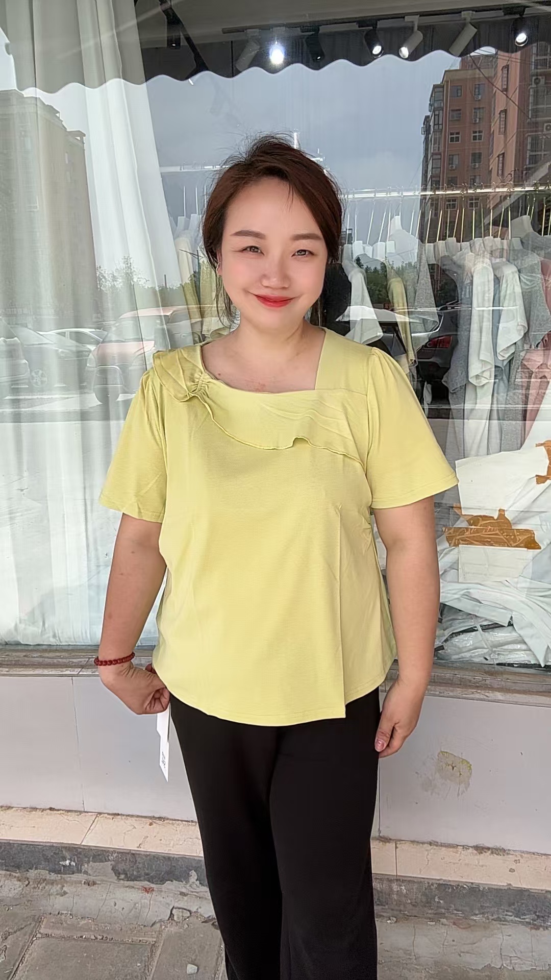 设计感立体正肩短袖女夏季新款983