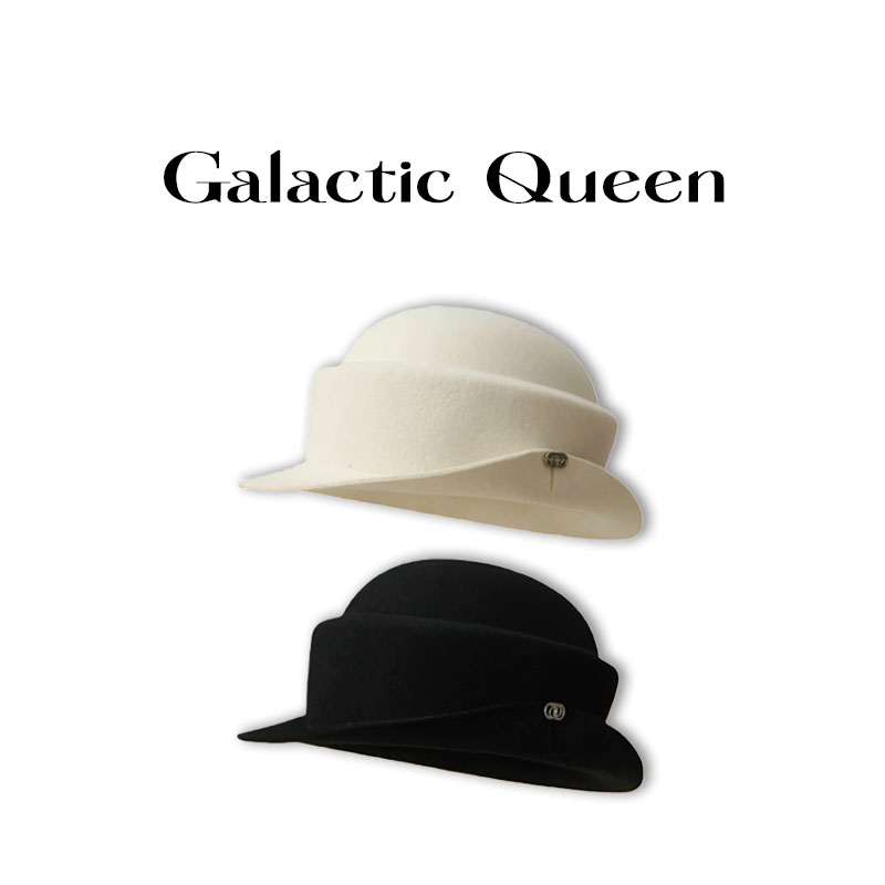 Galactic Queen法式复古羊毛礼帽高级感卷边渔夫帽优雅气质盆帽