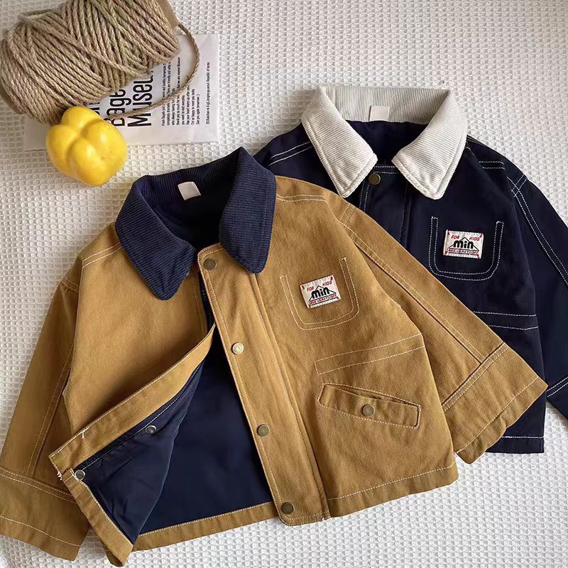 儿童春季棉布外套2025新款儿童春秋款男女童立领春季外套洋气潮