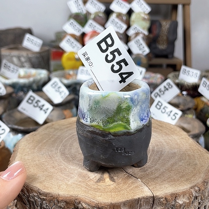 紫砂花盆拇指盆 手捏内口3.3