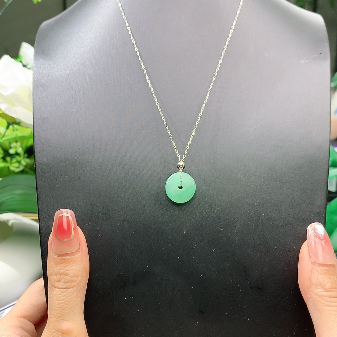 石英质玉项链银S925镶嵌