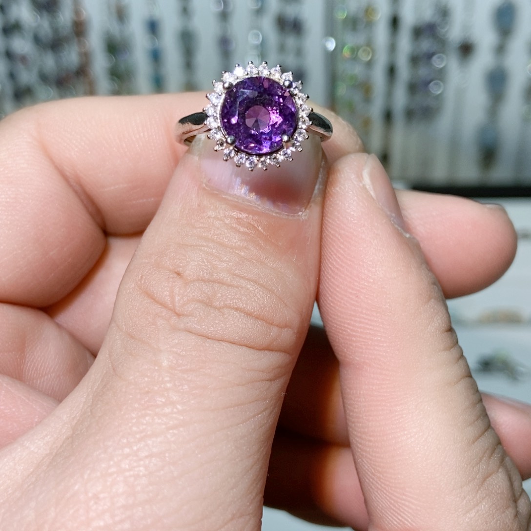 绿水晶戒指银S925镶嵌