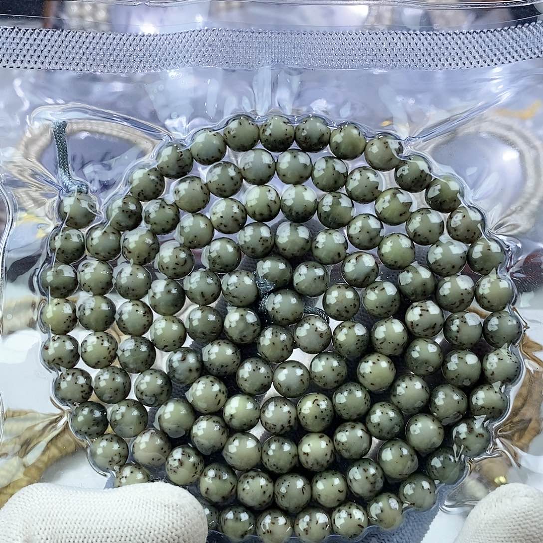 星月菩提吊坠河豚圆珠0.8半壁留白