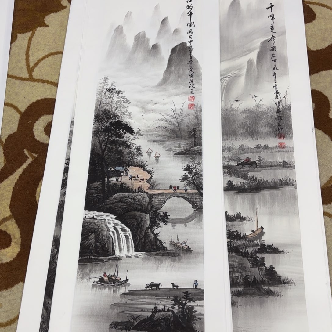 国画李益民四尺对开李欣主播