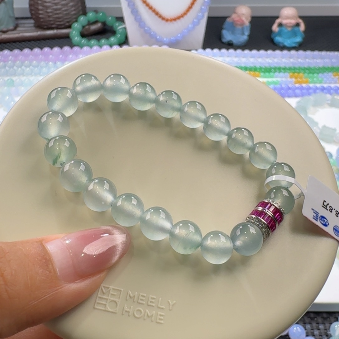翡翠手链未镶嵌木纳冰玻晴钢卡8.6到9.8力推！