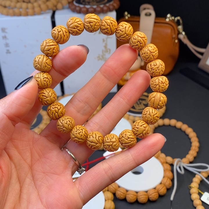 桃核手串肠纹 抛光 12尺