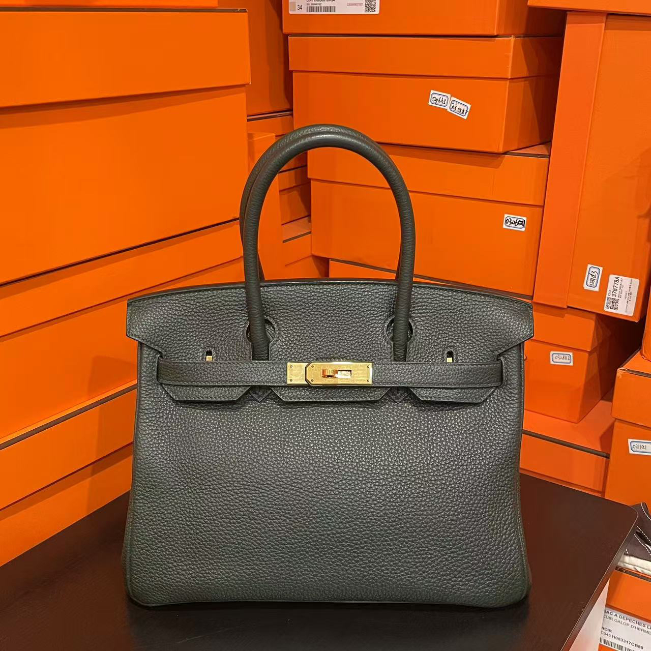 95新 Hermes/爱马仕 birkin 30 T togo  英国绿0112m1 