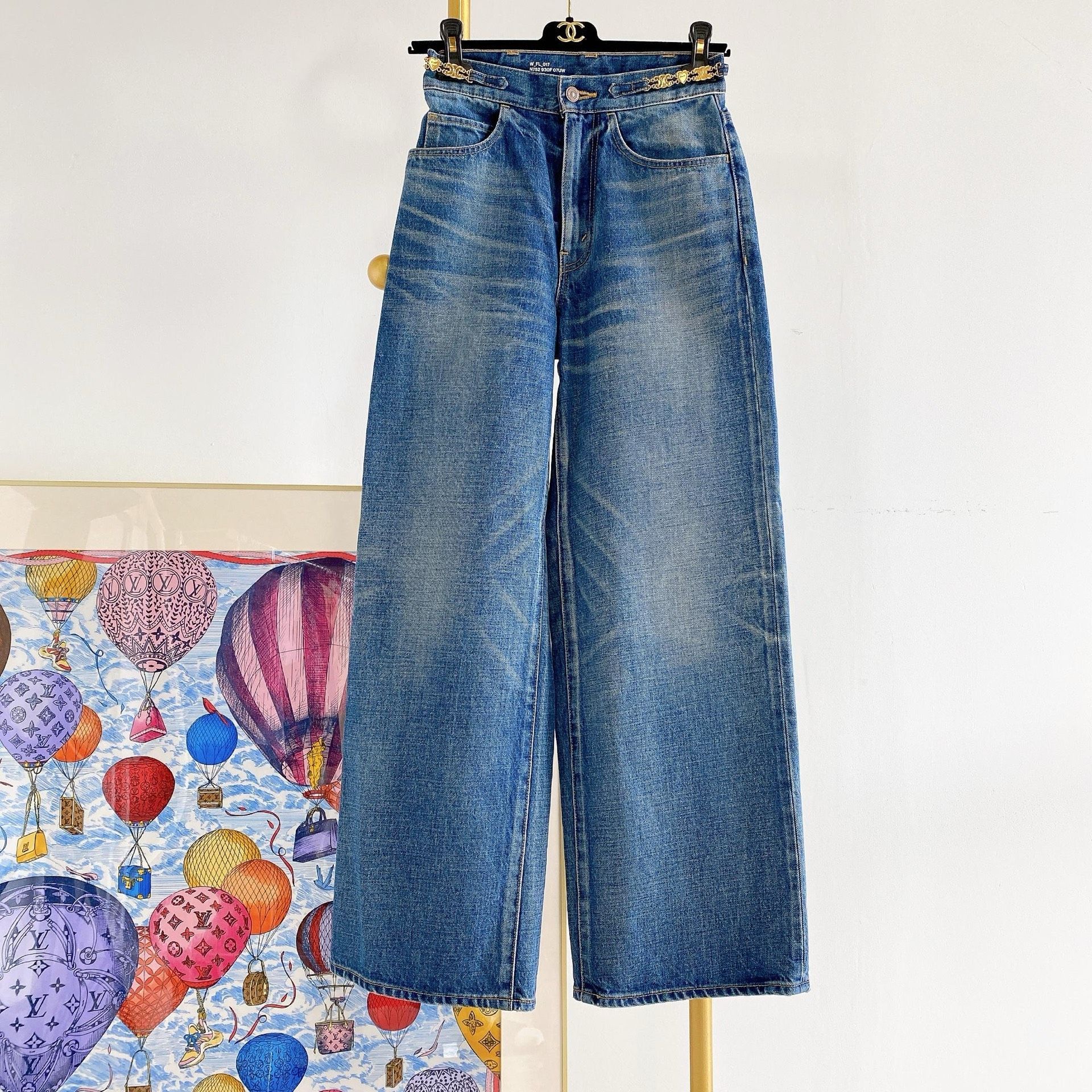 未使用 Celine/思琳 高腰链条休闲长裤牛仔裤/26