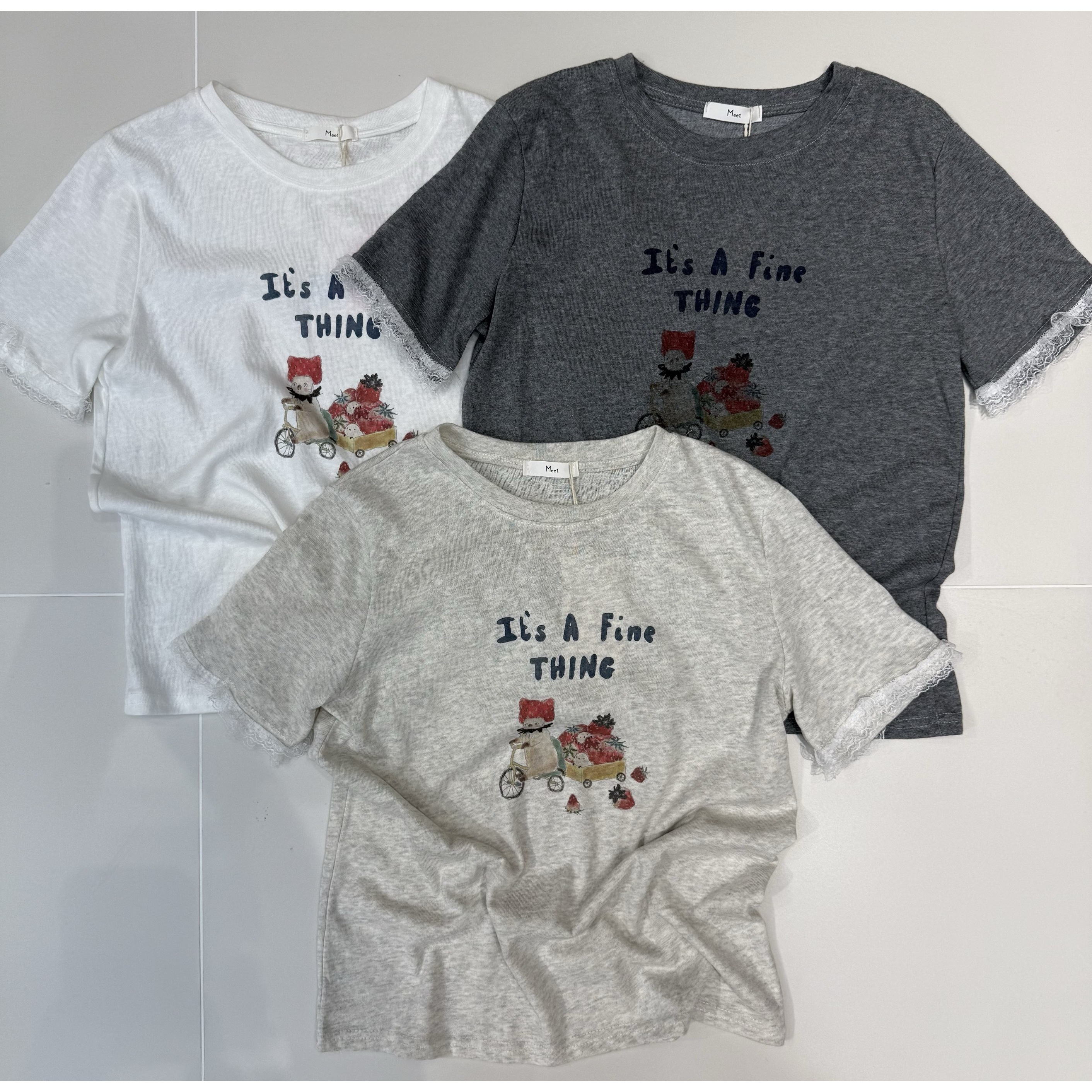 【坦姐严选 实体品质】夏薄款拼接蕾丝袖宽松显瘦半袖T恤2755