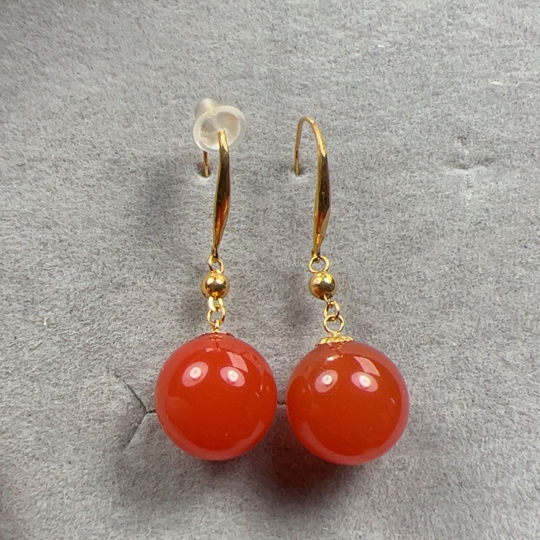 南红玛瑙吊坠18K金镶嵌