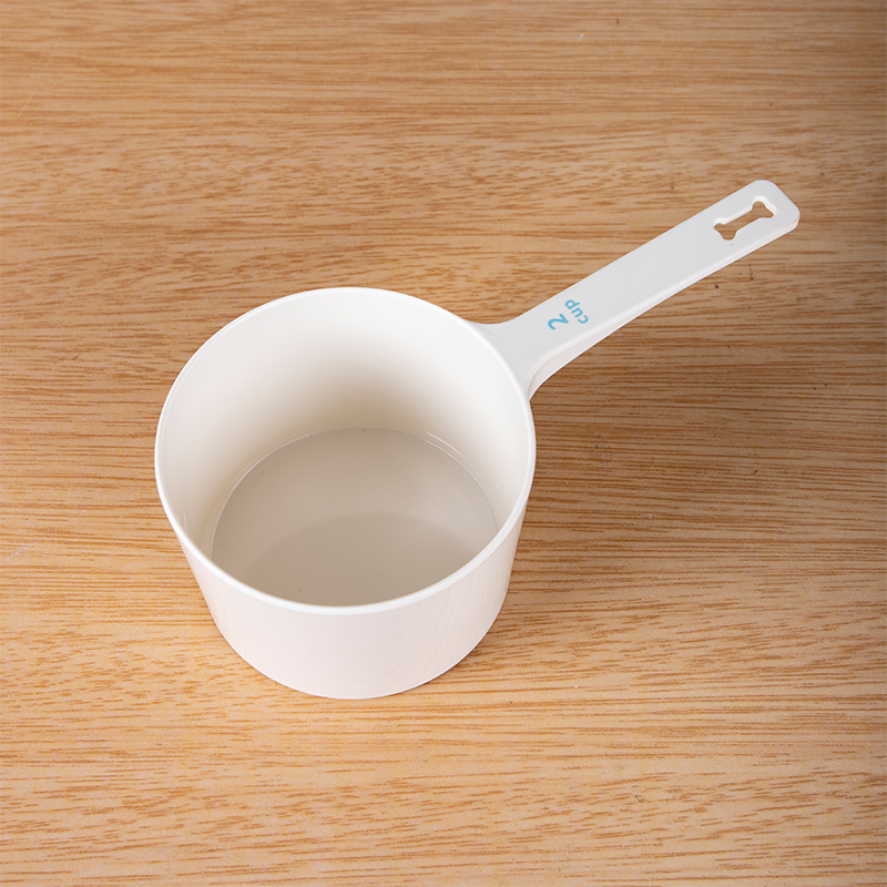 精铸2cup家用白色量多功能勺粮铲计量杯分粮勺直圆食物勺勺子网红