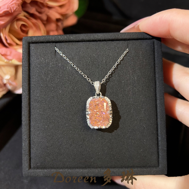 铜合金项链 重工帕橙粉项链XS1017