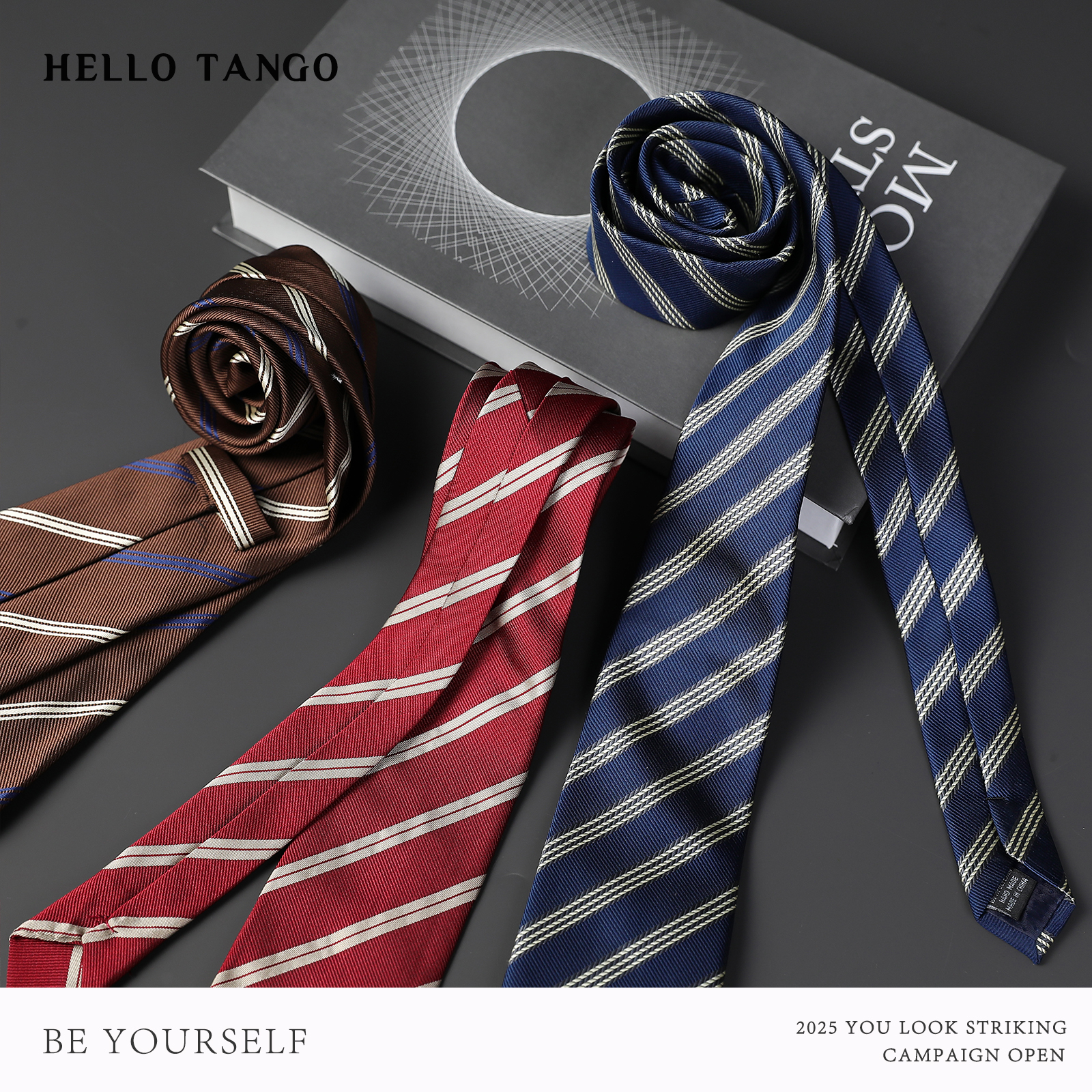 HELLOTANGO学院风复古撞色条纹领带