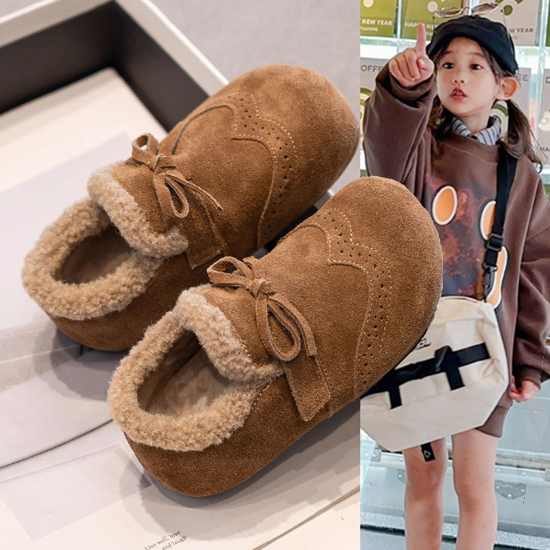 女童勃肯鞋秋冬加绒鞋2025新款儿童皮鞋冬季女宝棉鞋保暖软底冬鞋
