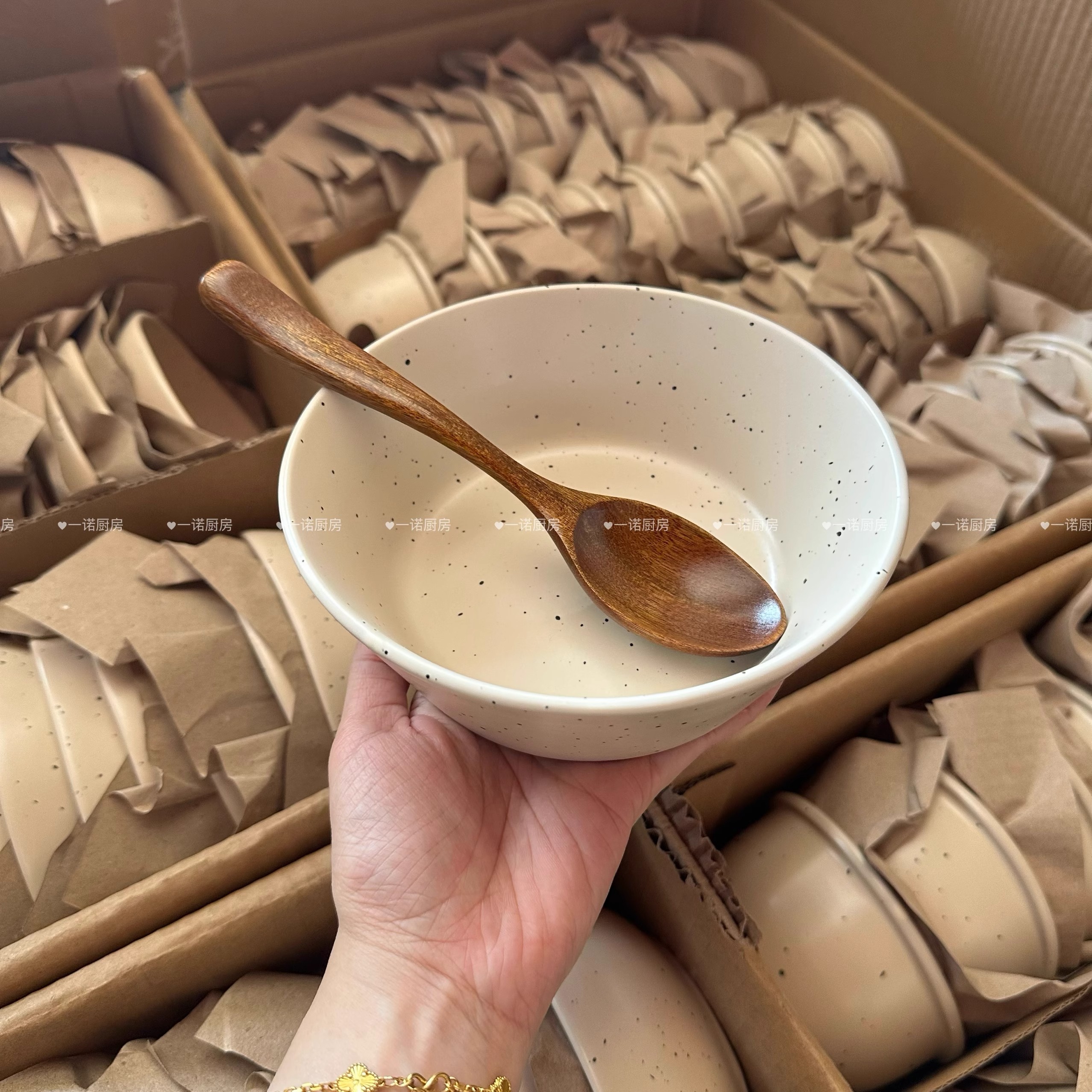 一诺厨房沙拉碗泼墨碗陶瓷复古水果酸奶碗麦片早餐大号饭碗甜品碗