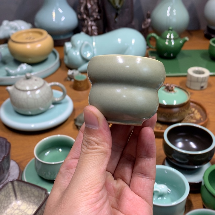 龙泉青瓷手工葫芦杯