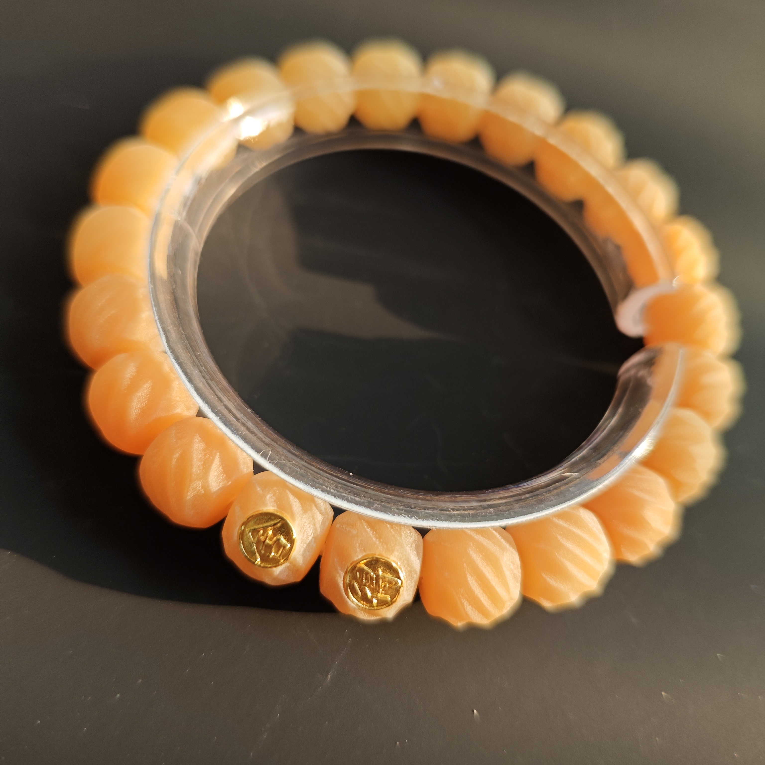 手工干磨【无相刀痕】白玉菩提根带标单圈