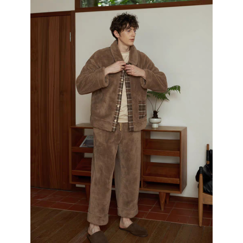 朵朵可可·252-412套装睡衣男秋冬珊瑚绒加厚家居服