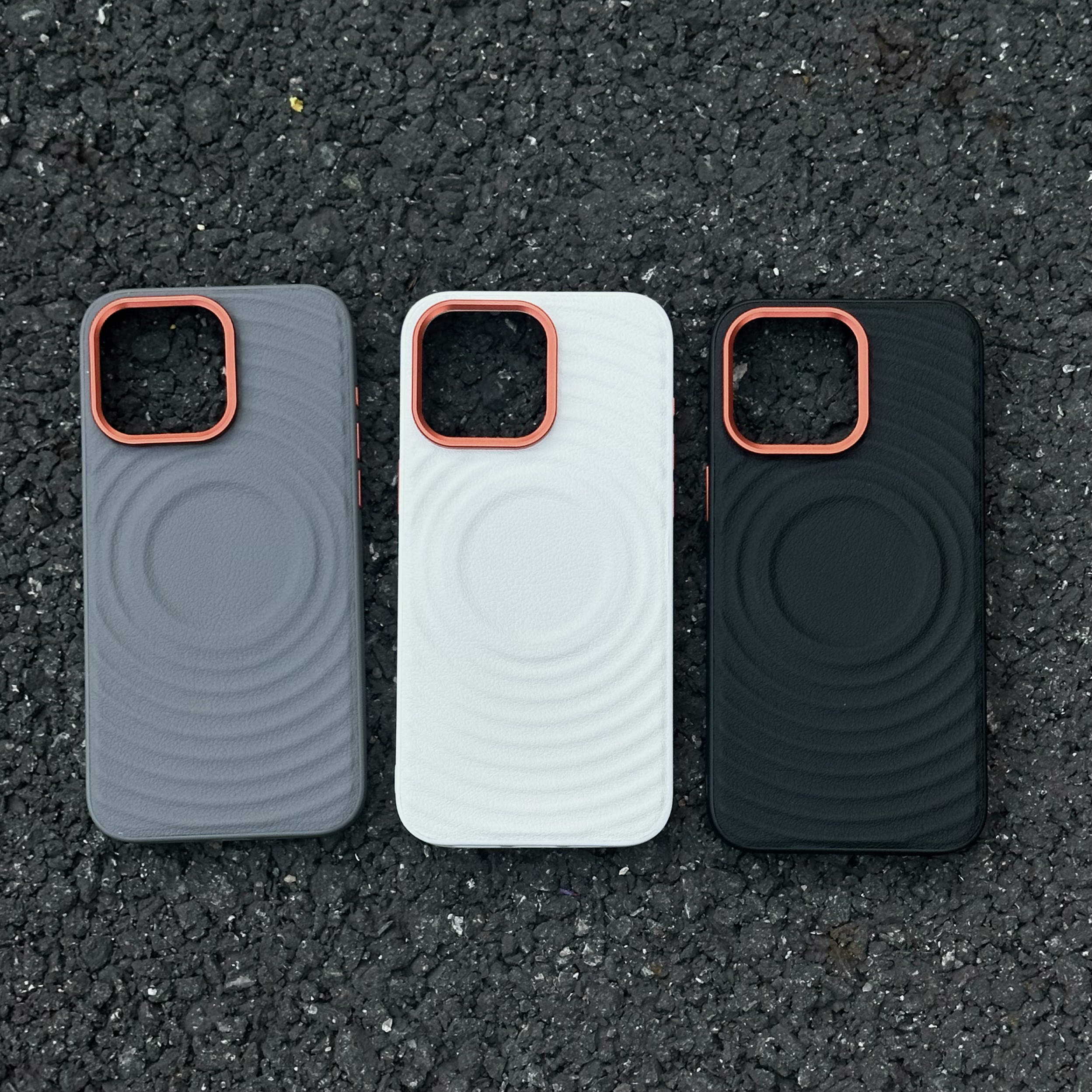 简约纯色皮纹磁吸波漾壳苹果16promax手机壳iphone16新15pro防摔