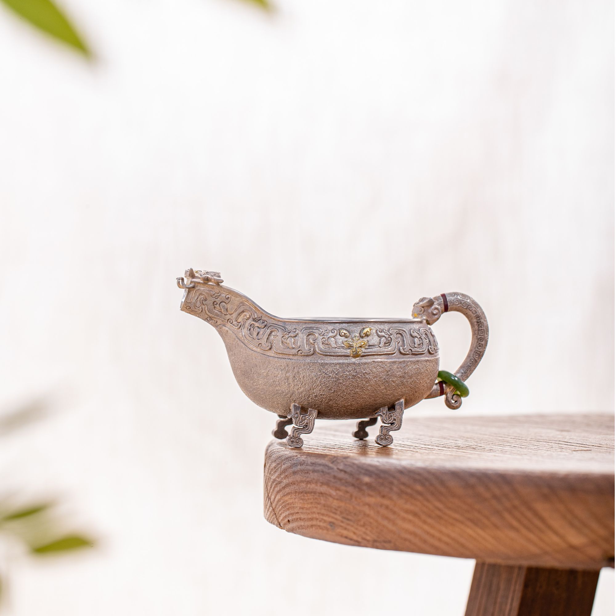 蜂鸟工坊 大师壶 隔热把单环四足三星堆银公杯 SWA3296