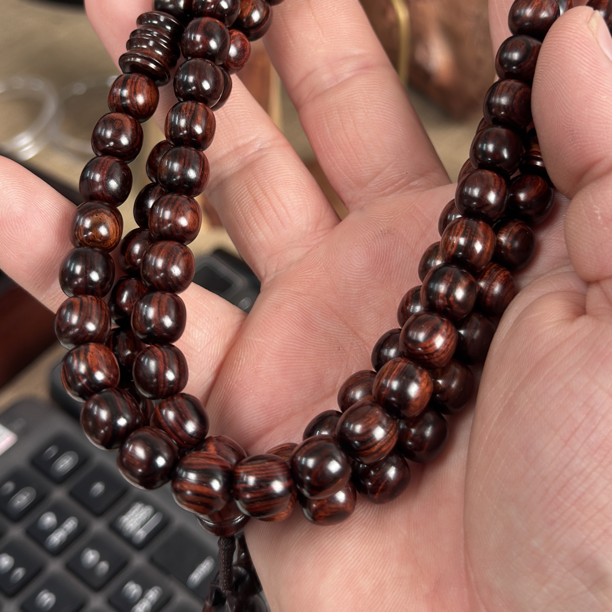 海南黄花梨手串紫油大黑线