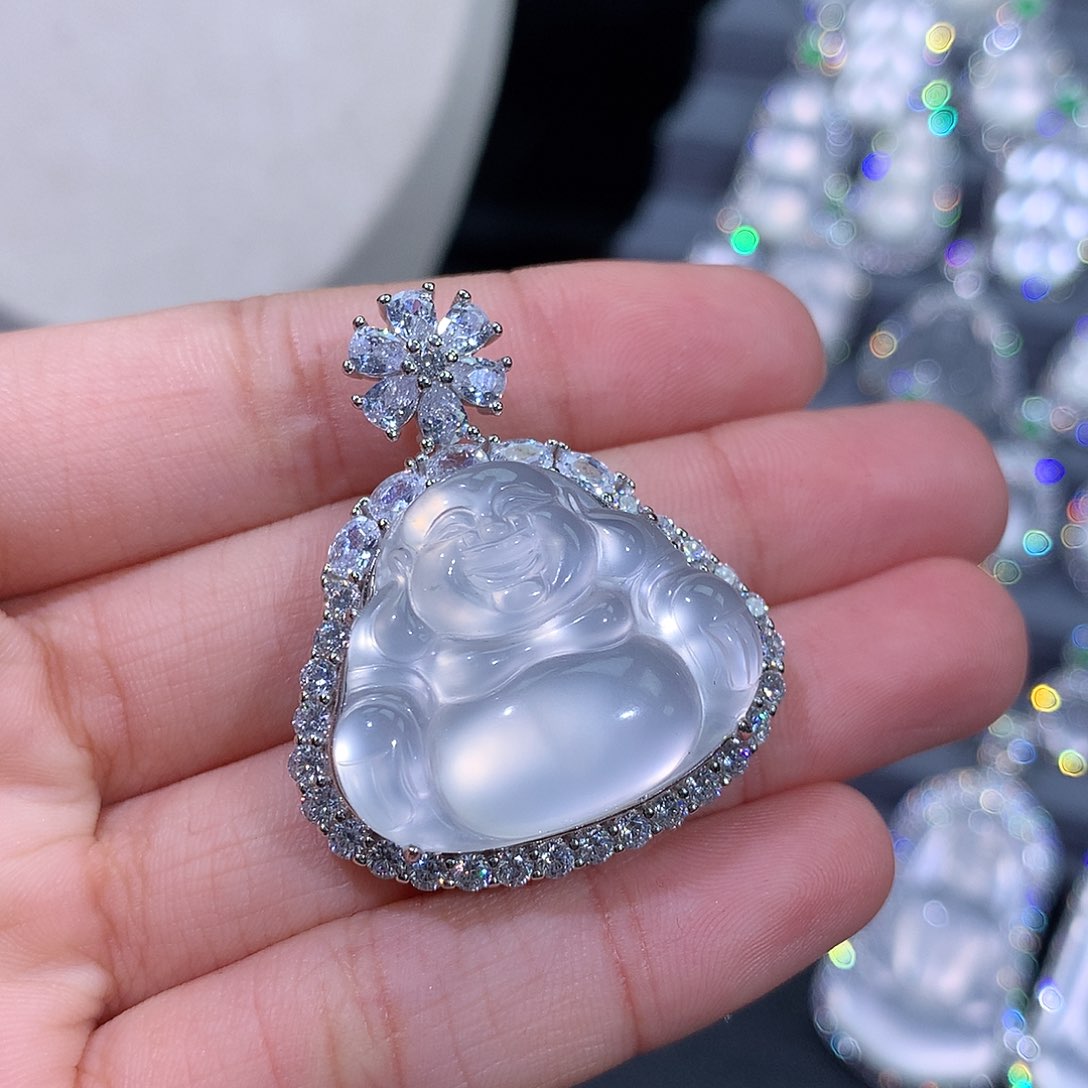 石英质玉颈饰银S925镶嵌糖33