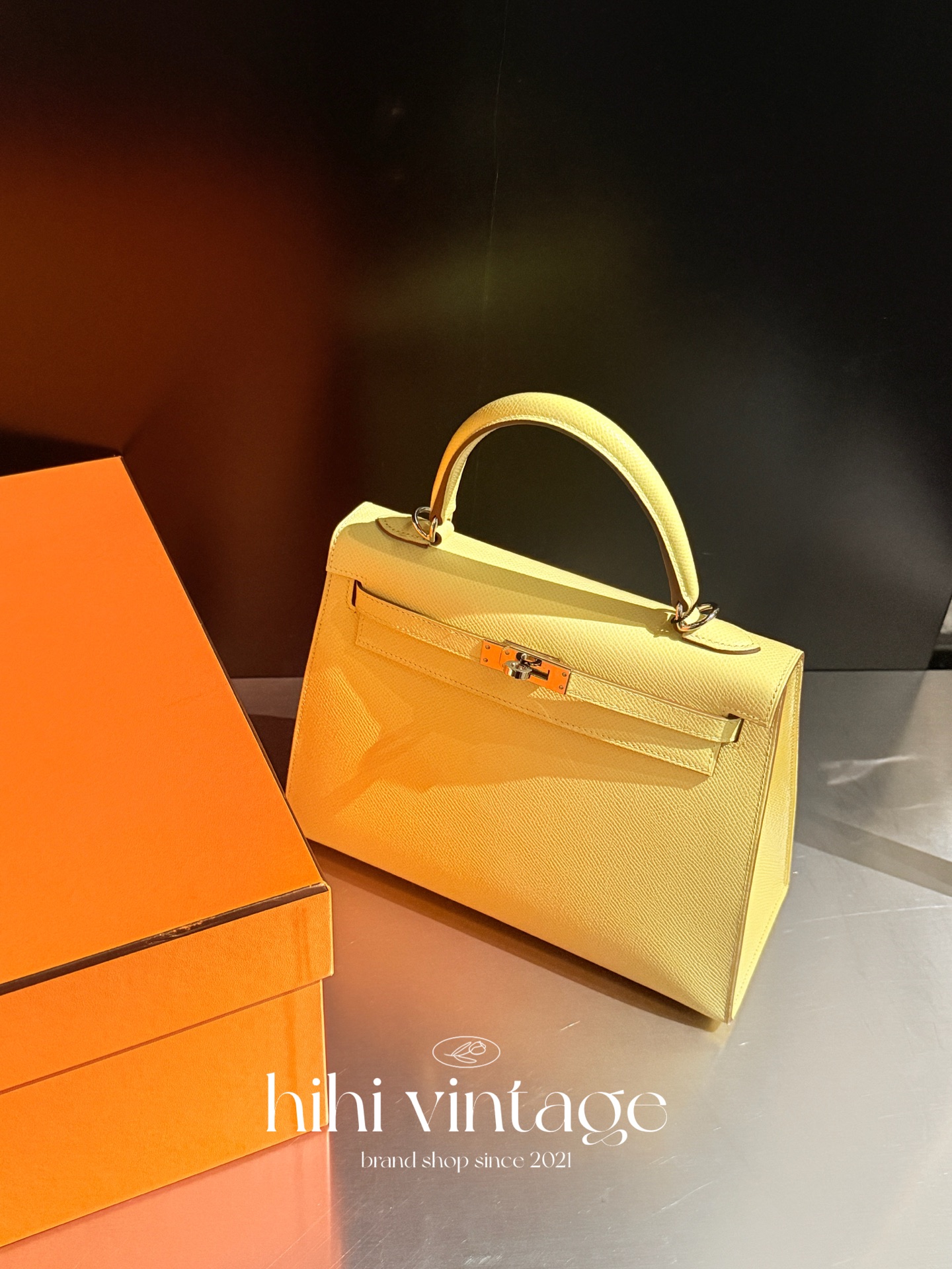 99新 Hermes/爱马仕 HIHI/小鸡黄银扣Kelly25 Z刻二店/14363106