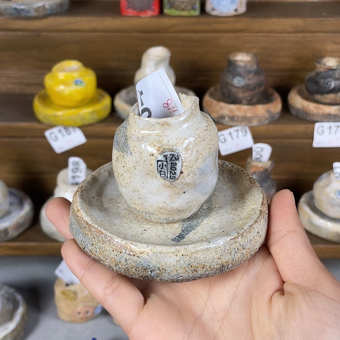 坛子姐花盆小白孤品 匣钵土一套 内口2.5