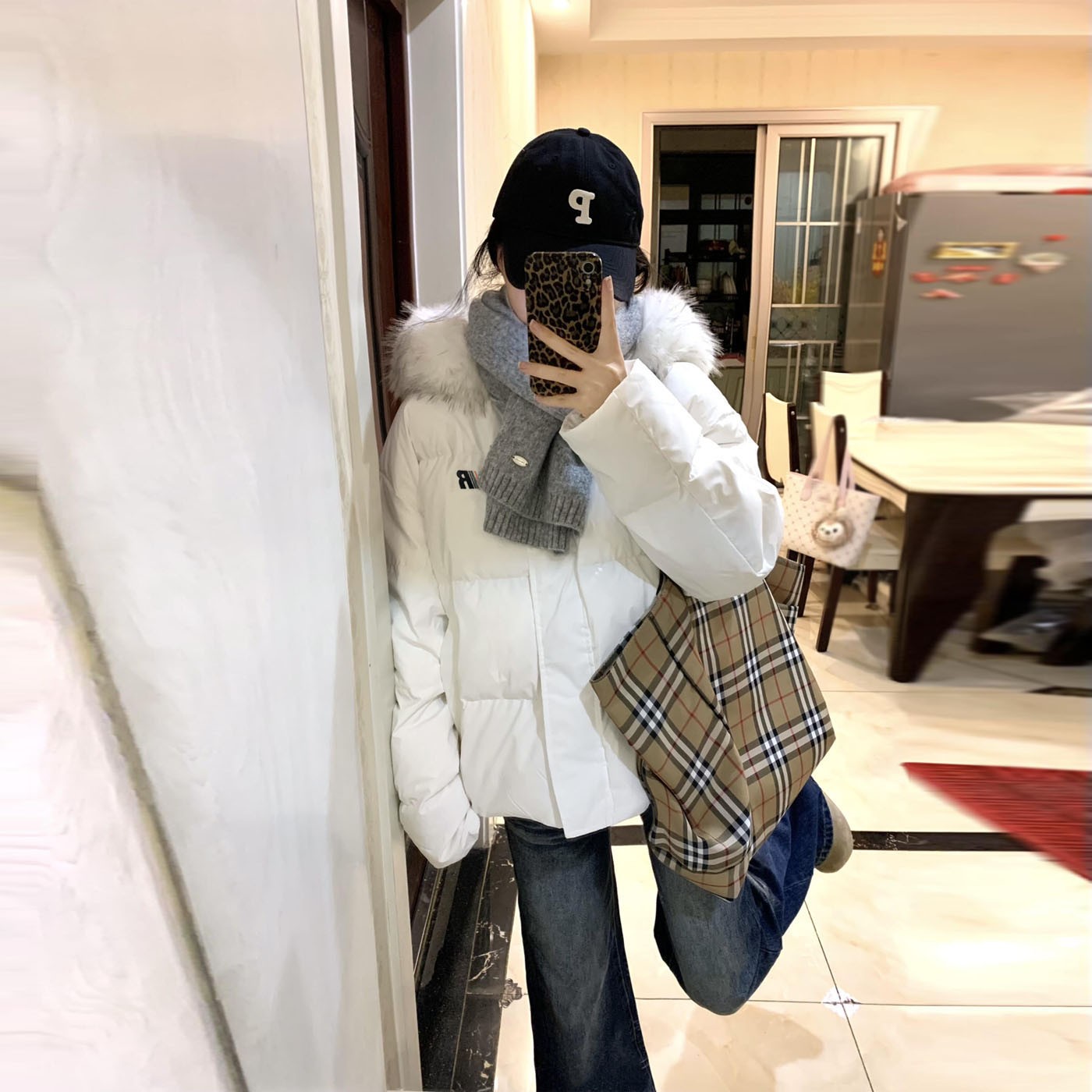 棉服女2025冬季新款pu皮免洗大毛领韩系宽松面包服潮百搭棉衣外套