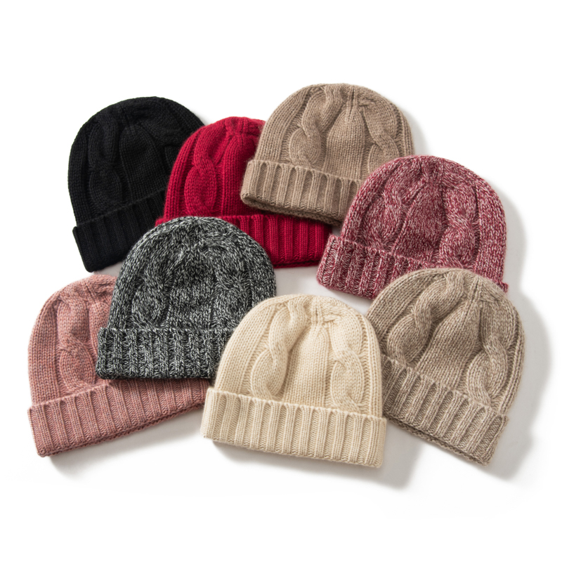 重磅加厚山羊绒帽女麻花毛线针织保暖防寒护耳花纱包头帽休闲冷男